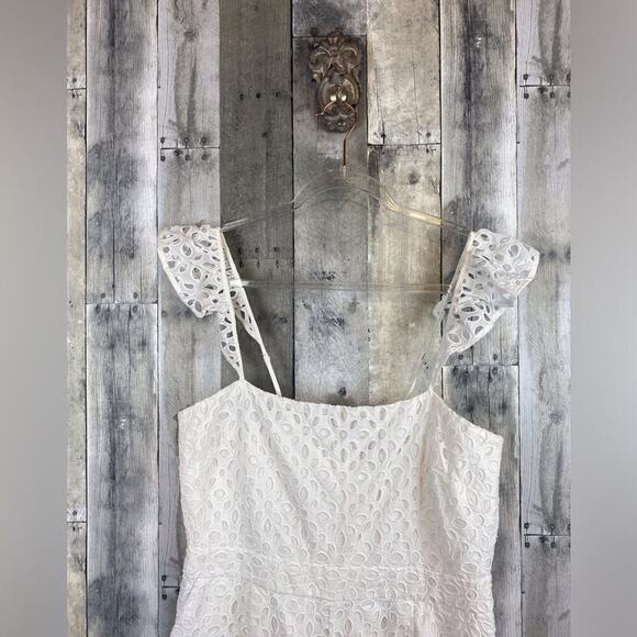 J. Crew Ruffle Jumpsuit in Embroidered Eyelet in White Size 12. - Picture 5 of 13